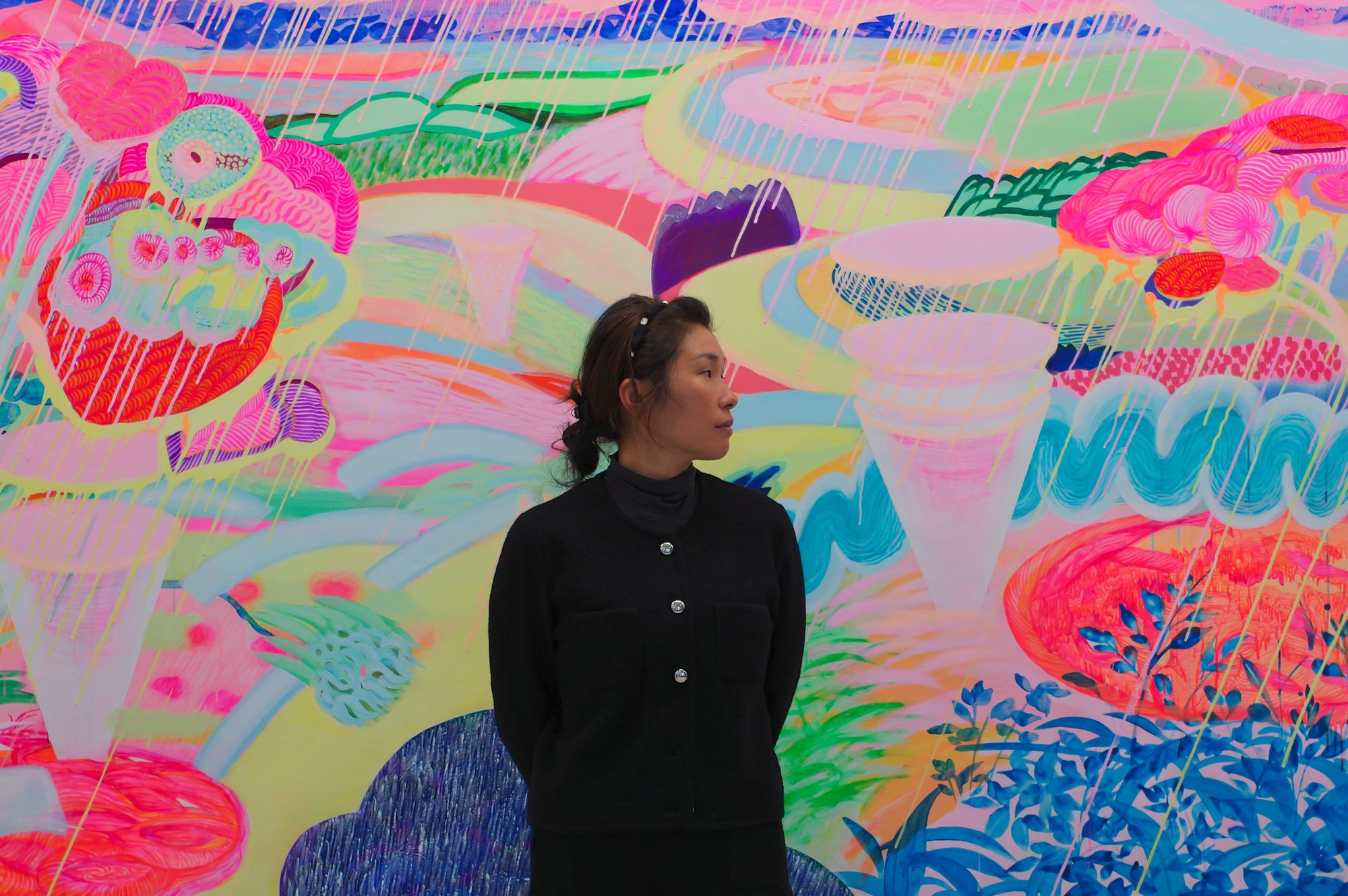 Uzine Park in front of her large-scale work